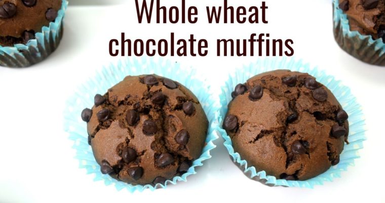 Whole wheat chocolate muffins recipe | Healthy chocolate chip muffins