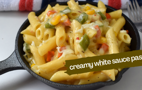 Pasta in white sauce | Penne in white sauce | White sauce pasta